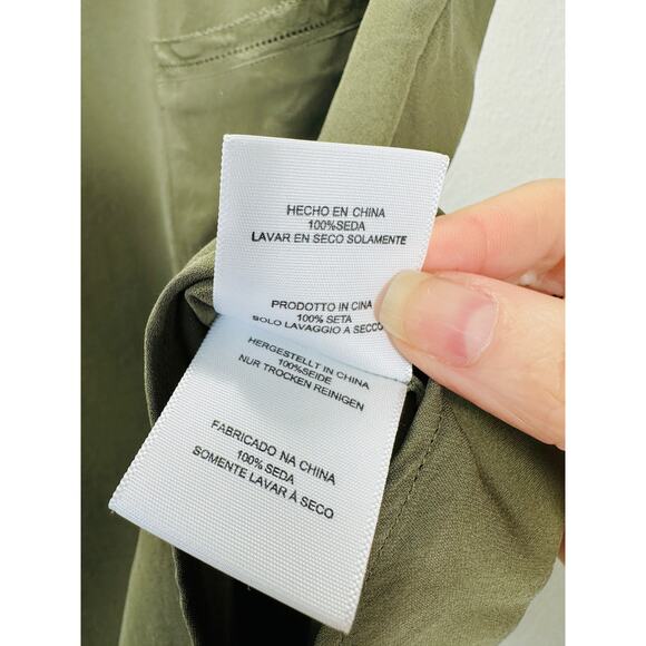 Joie Olive Green Round Neck Front Pocket Sleeveless Keyhole Back Blouse XS - Picture 7 of 12